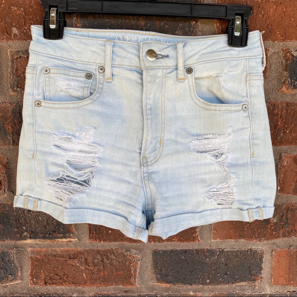 American Eagle Super Stretch Hi-Rise Ripped Shorts
